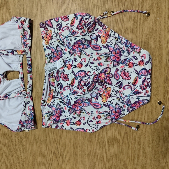 NWT *charity fundraiser* La Vie En Rose White floral bikini in large - Picture 4 of 5